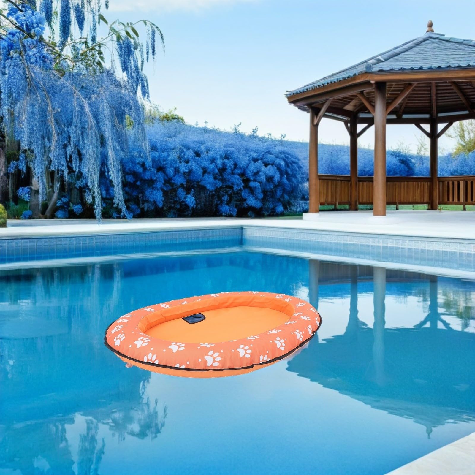Flotador Inflable para Perros para Piscina, Balsa Ovalada de PVC