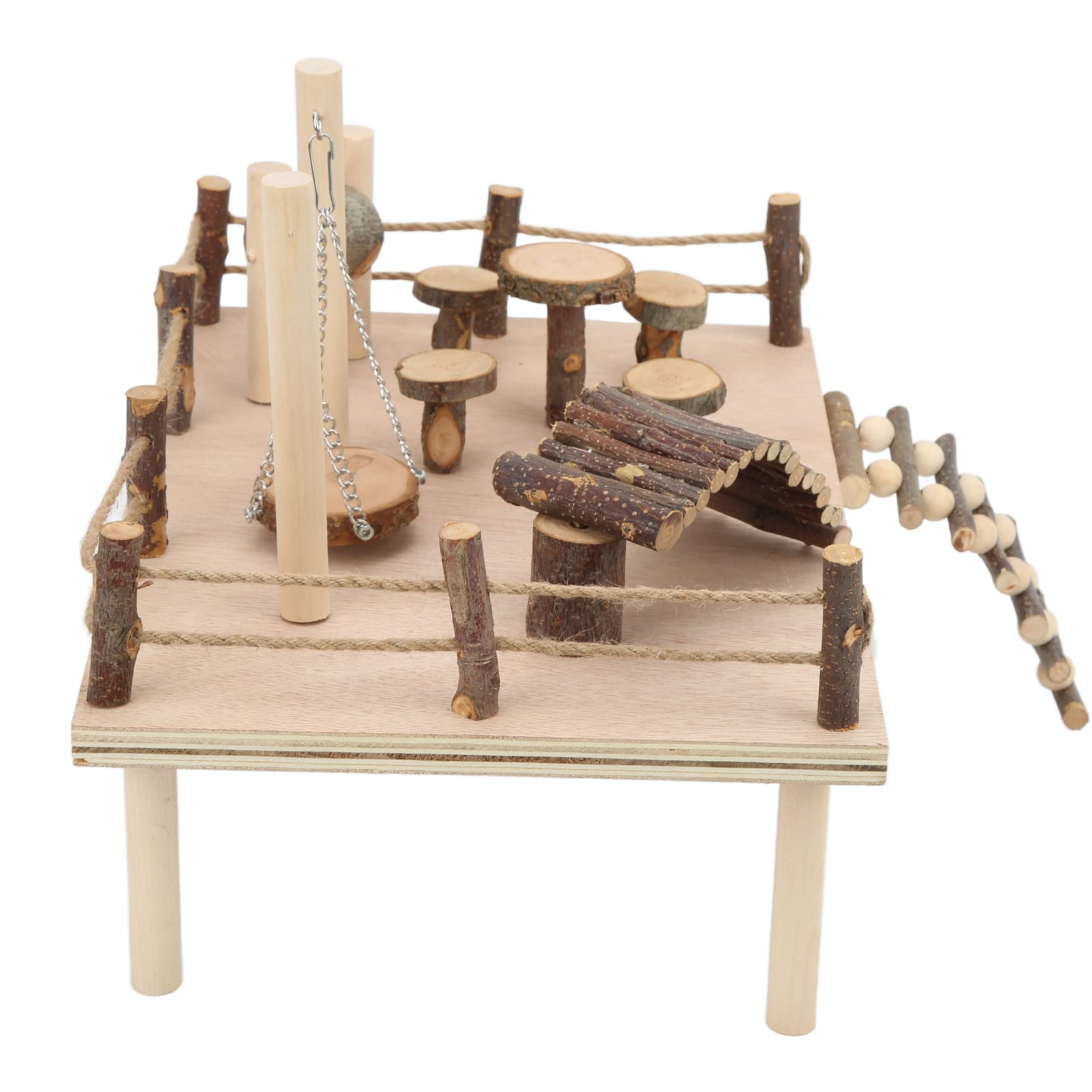 de Parque Infantil de Madera para Hámster, Juguete de Escalada para Mascotas Pequeñas, Madera Natural, Respetuoso con el Medio Ambiente, 35x26x17cm