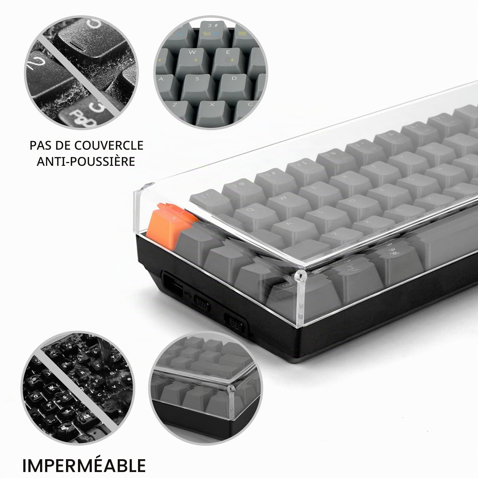 GEEKRIA RK Royal KLUDGE RK68 Housse Anti-poussière à 65% en Acrylique Transparent pour Clavier mécanique sans Fil à 68 Touches, Compatible avec Keychron K6 Bluetooth 5.1 mécanique sans Fil