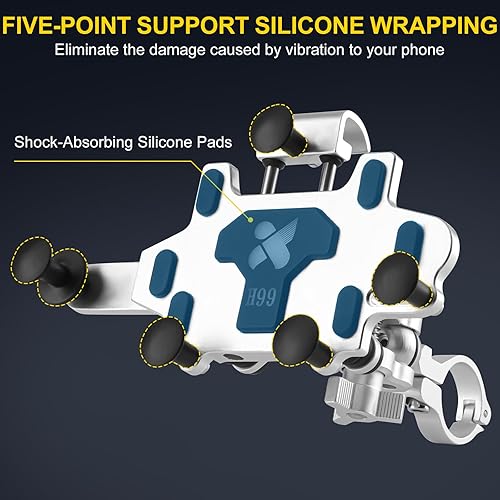 Miniatura 4 de Soporte de aleación de aluminio para teléfono de motocicleta amortiguador de vibración dual brazo de ajuste de metal Accesorios para manillar de