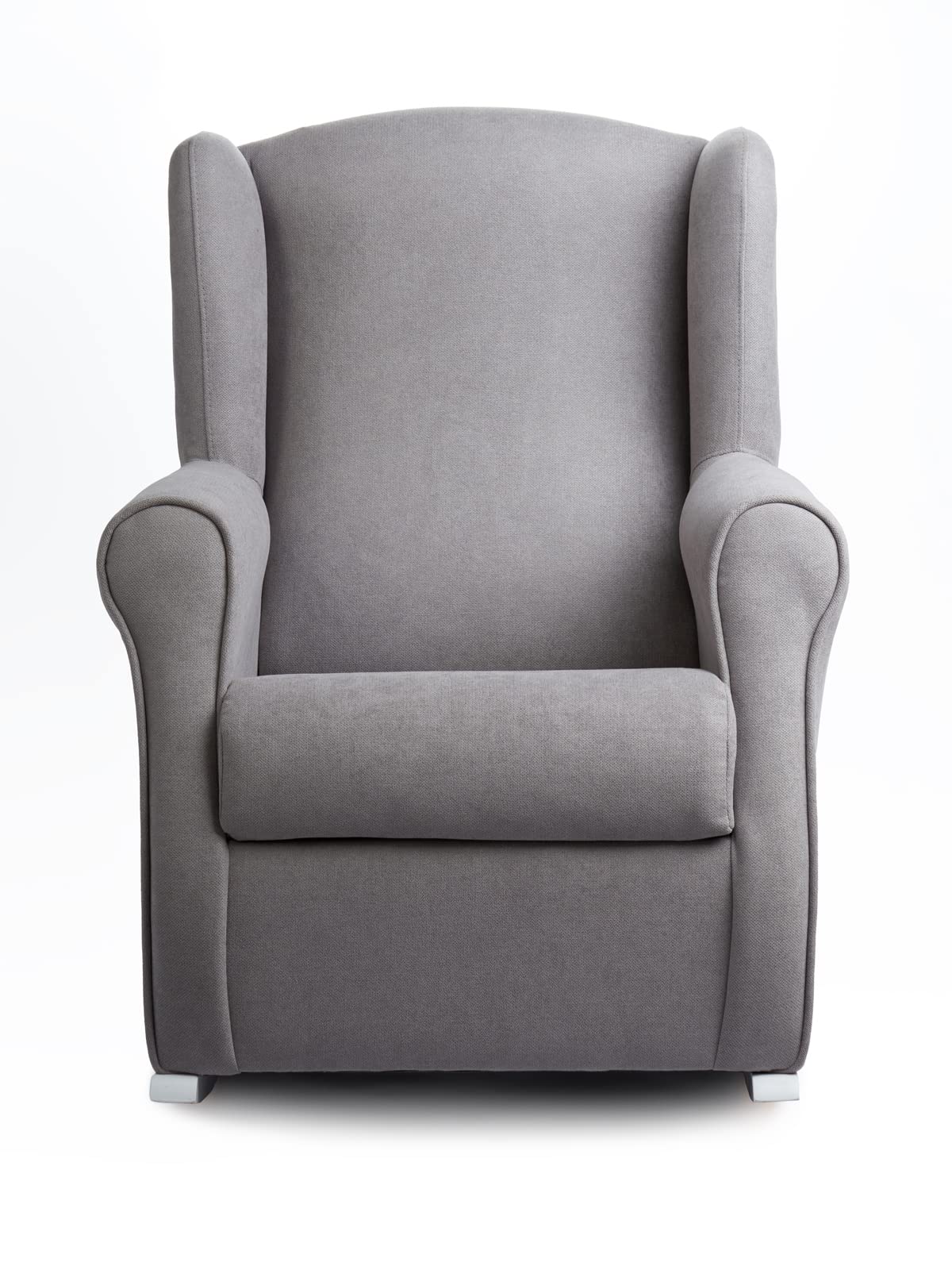 Sillonea - Sillón Lactancia Roma, Usado para amamantar/Dar el Pecho. Butaca balancín para habitación del Bebe. Medida: 100x74x77 cm. Tapizado con Tela Antimanchas. [Gris, Blanco]