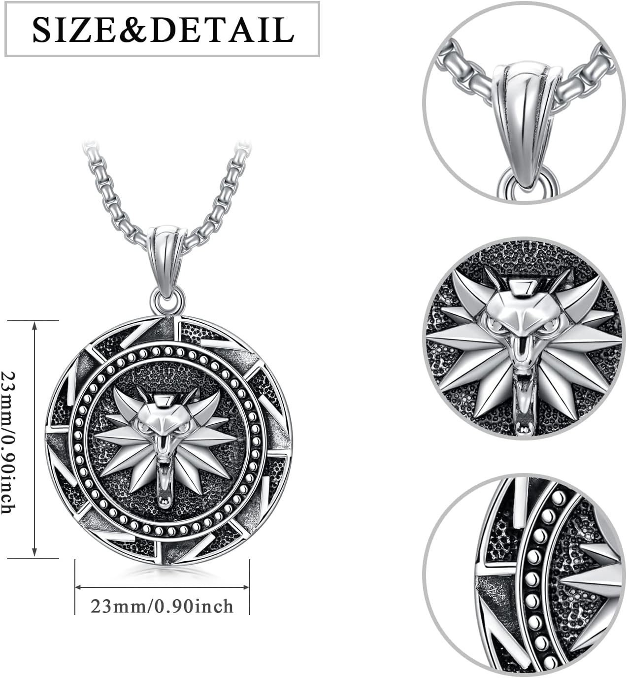 Seiyang 925 Sterling Silver Men's Necklace Oxidized Pendant Jewelry for Men Father Husband Son Brother with 2mm 22+2 In Rolo