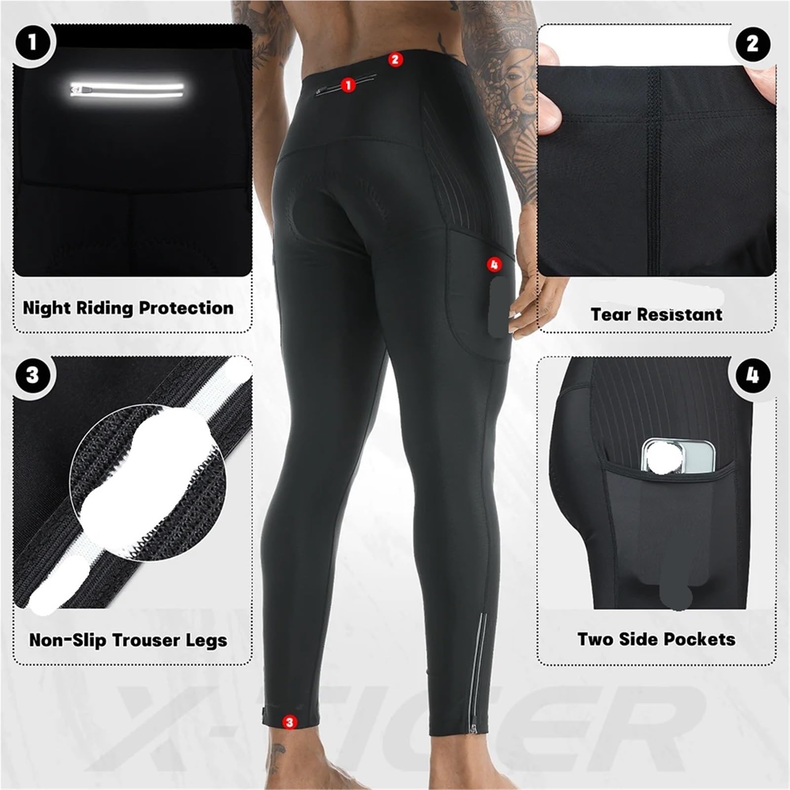 Pantalones Largos De Ciclismo 2 uds Pantalones de Bicicleta 5D Gel Acolchado Medias de Ciclismo Leggings Pantalones Largos de Ciclismo de Carretera de montaña al Aire Libre for Hombre