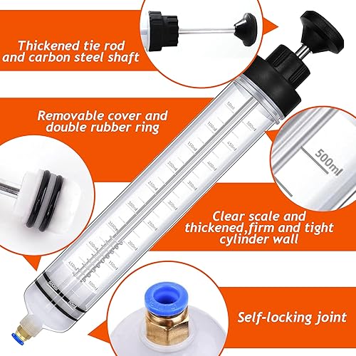 Miniatura 5 de Extractor de Líquido, Extractor de Fluido de 500CC, Bomba de Aceite con Manguera, Jeringa Automotriz, Succión de Aceite para Cambio de Aceite con