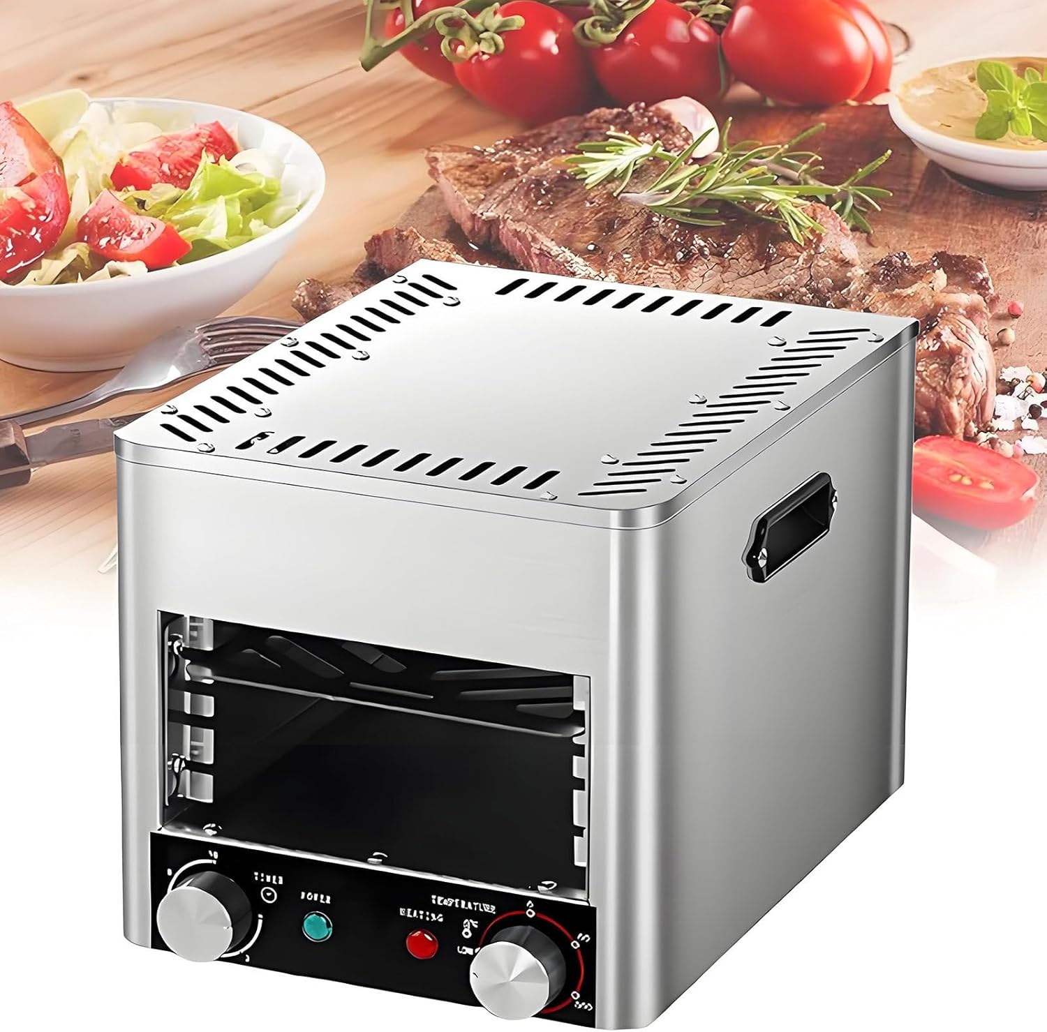 Electric Broiler, Electric Steak Broiler Indoor Commercial Steak Grill Automatic Steak Broiler, for Beef Chicken Vegetables