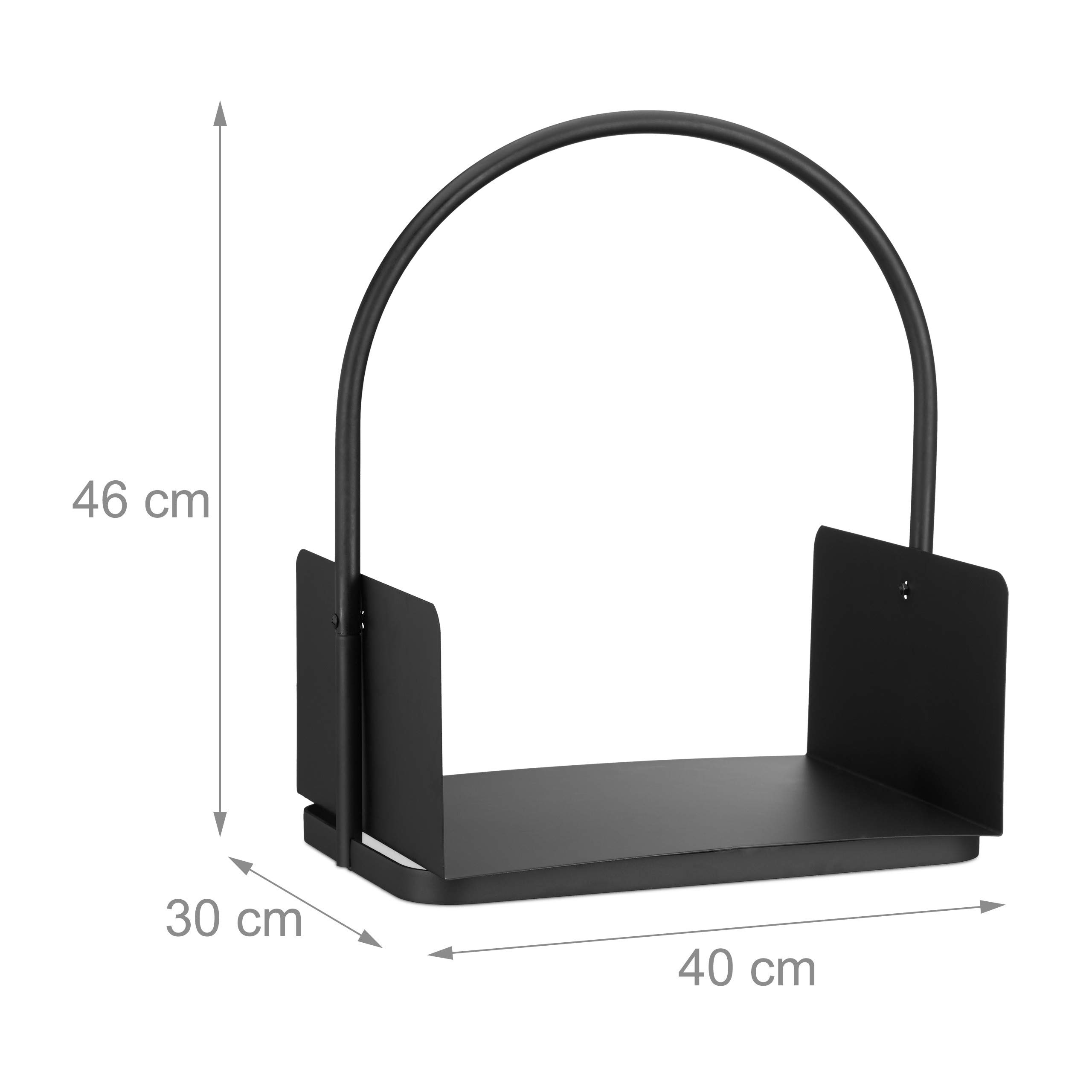 Relaxdays Cesto Portalegna da Camino Contenitore Grande Culla per Legname Metallo HxLxP 47 x 40 x 30 cm nero
