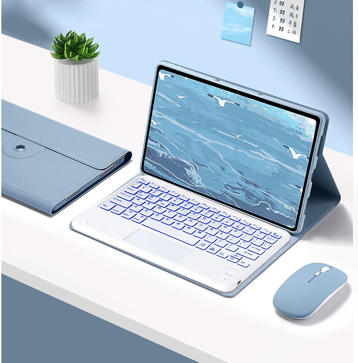 Etui na klawiaturę do Xiaomi Pad 5/5 Pro 11 cali, obracane o 360, podświetlana, magnetyczna, odłączana klawiatura Bluetooth z panelem dotykowym, fioletowe