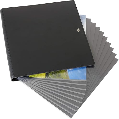 Florence - Libro de presentación de piel con 10 protectores de hojas sin ácido de archivo varios tamaños y colores