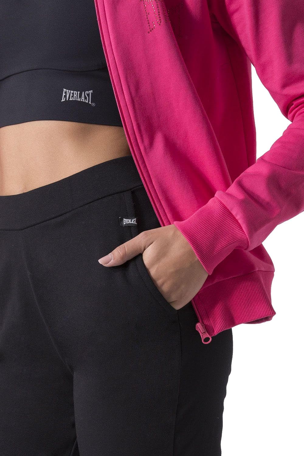 Everlast Tuta da Ginnastica Donna Completo Sportivo, Fuxia/Nero, S | Cotone Felpato, Set per Sport e Tempo Libero, Per Palestra
