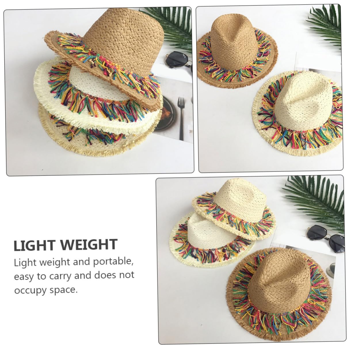 VANZACK Sombrero Transpirable y Portátil Protección Solar para Mujer de Paja Beige Adecuado Familia y Pesca al Aire Libre