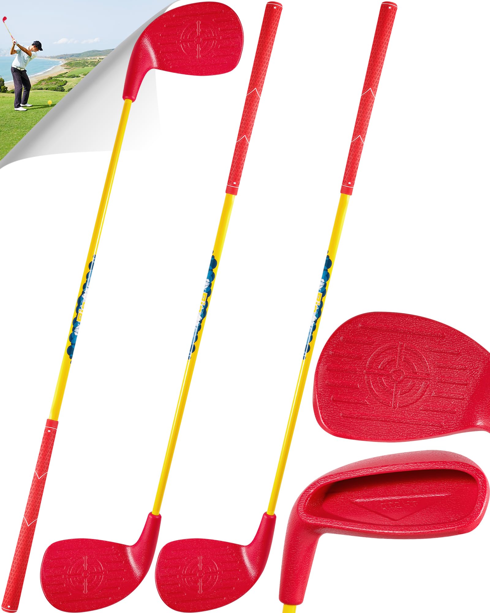 Golf Yard Game Clubs Set of 2 for Adults - Perfect for Outdoor,Backyard,Beach, Lawn and Social Fun -36” Standard Length Size with Plastic Oversized Club Head