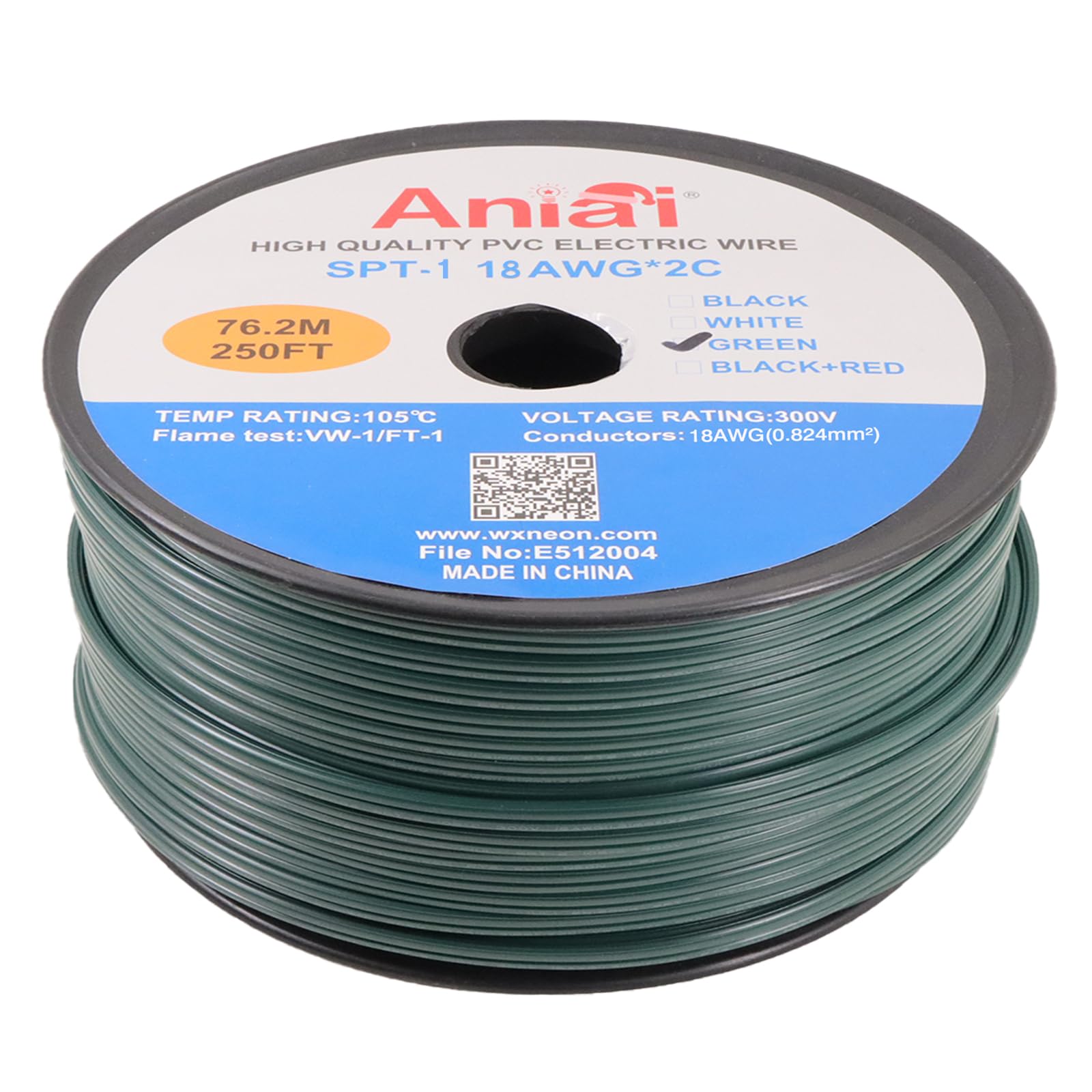 Aniai Low Voltage Landscape Wire,UL List 18/2 SPT-1 250FT Electrical Wire,for Light and Lamp Extension Cable