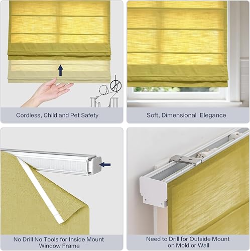 Miniatura 4 de Persianas romanas sin cordones, elegantes hechas a pedido, opacas, de tela blanca, persianas romanas para ventanas y puertas