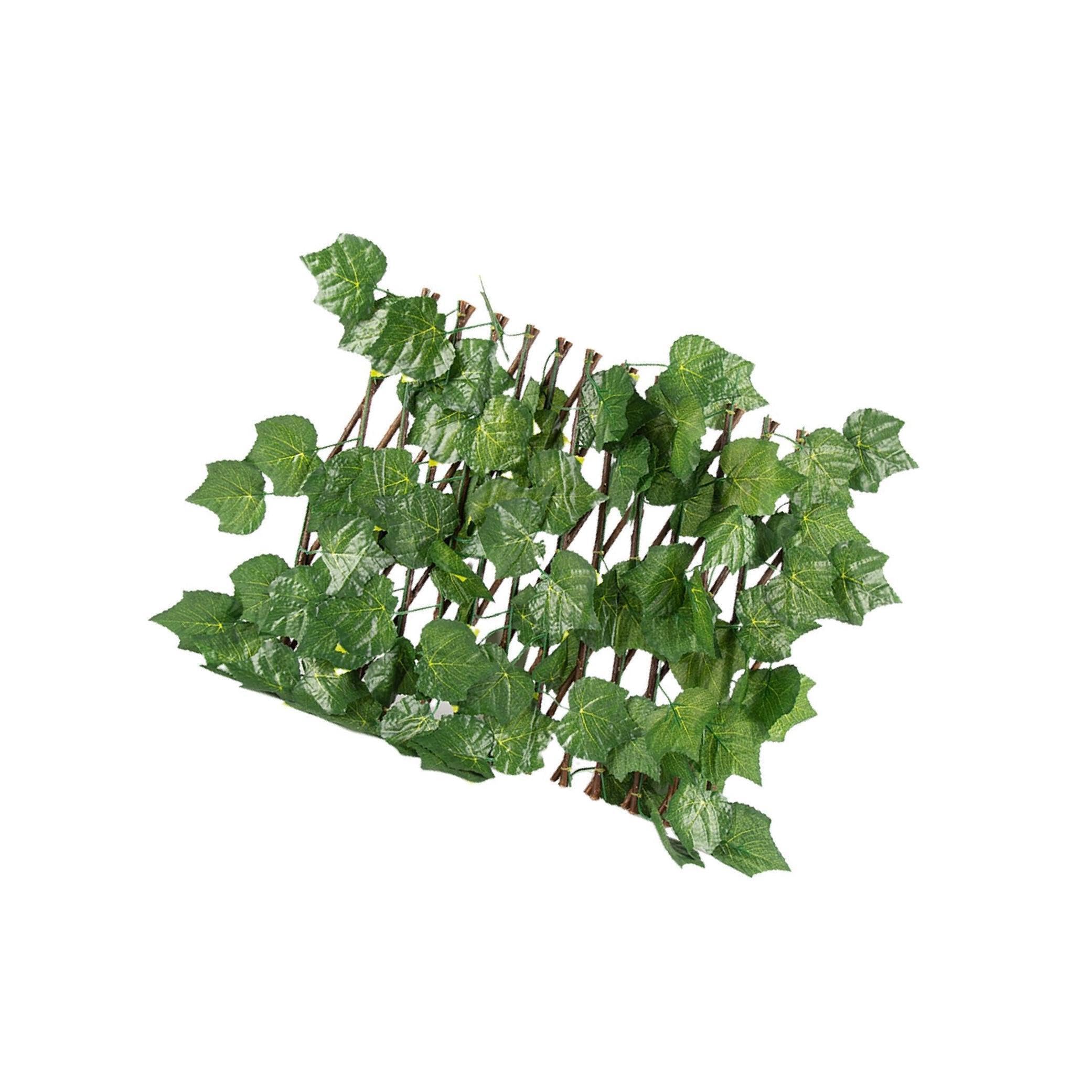 Zambuph Retractable Garden Fence Privacy Screen Durable and Elegant Ivy Decoration, Grape Leaves, 40cm Folding Height
