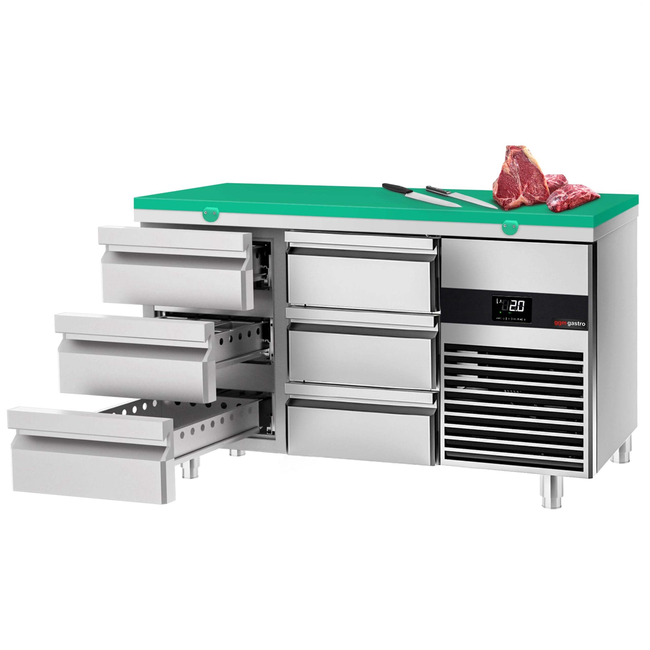 GGM Gastro Kühltisch PREMIUM 1400x700mm mit 6 Schubladen