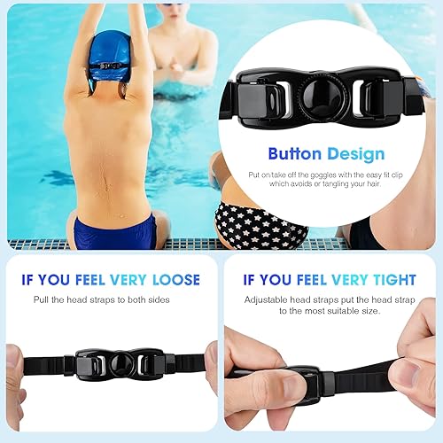 Miniatura 7 de MAMBAOUT Gafas de natación para niños de 6 a 12 años, paquete de 2 gafas sin marco para nadar, antiempañamiento, impermeables, niños y niñas