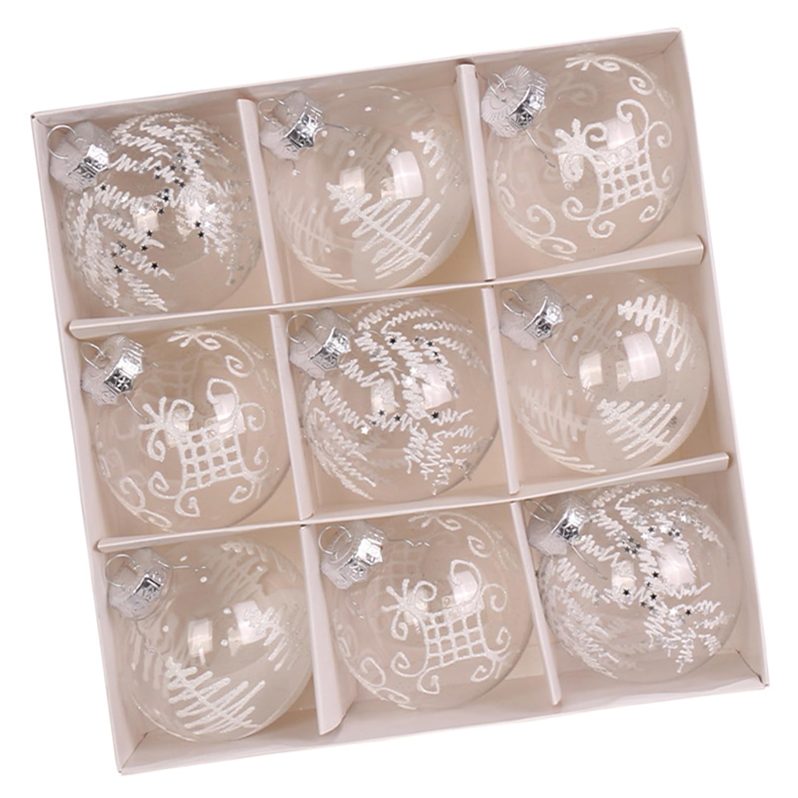 Tfaoys White Festival Christmas Ornament Sphere Christmas Celebration Sphere Set Decorative Ornament For Various Setting Painted
