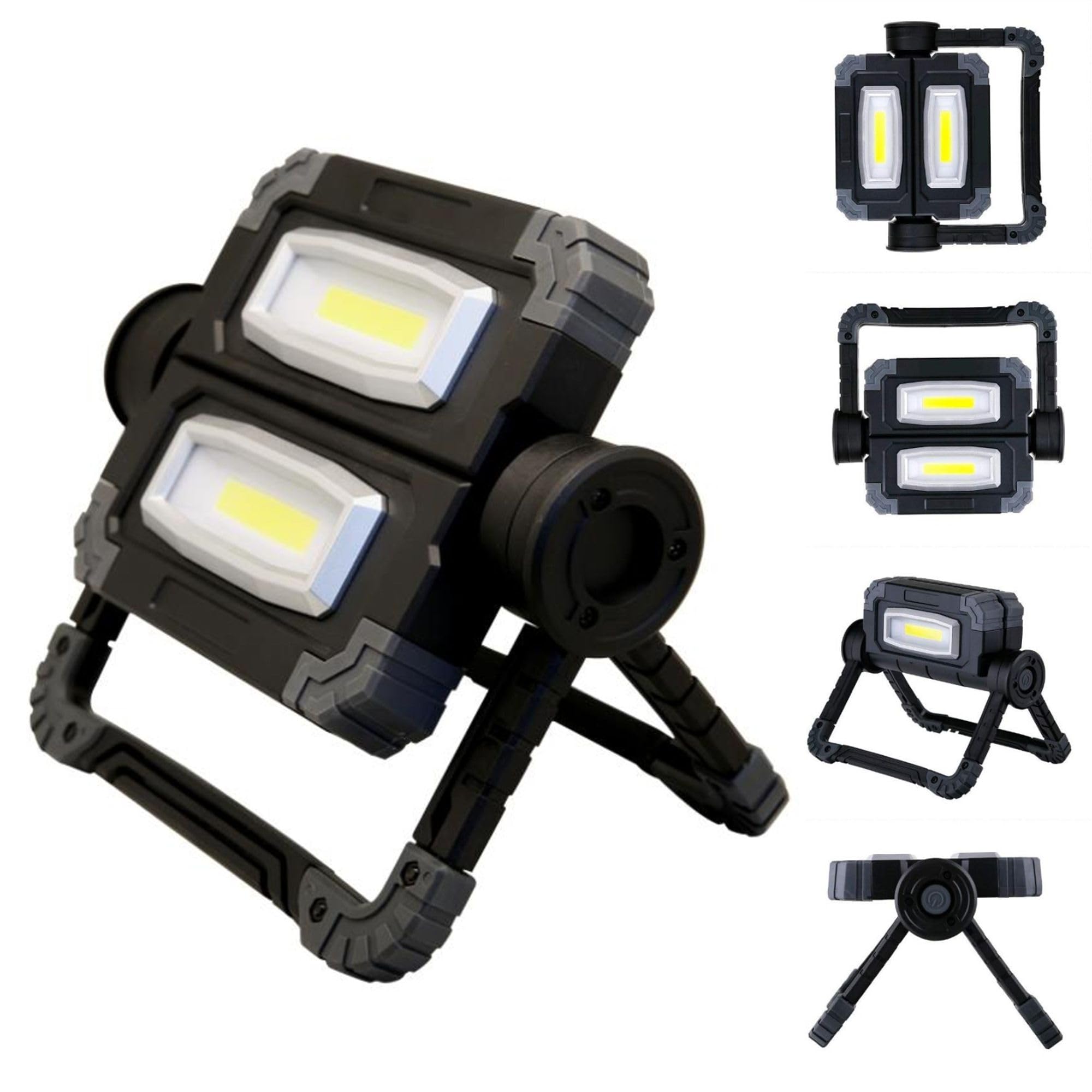 Projecteur Multi Positions – Sans Fil - Orientable 360° - 2 COB x 10 W - 1000 LM - Lumières indépendantes - Plastique résistant - Compact - Léger