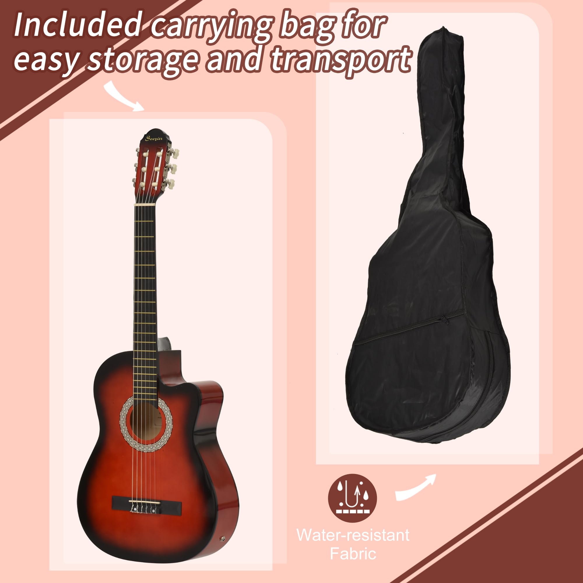 ギター KOCYARS Soozier 39.5 Inch Electric Guitar Kit, Classic Acoustic
