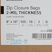 Vista 8 de McKesson Bolsas con cierre de cremallera, grosor de 2 mil, polietileno, resellable, transparente, 8 x 10 pulgadas, 100 unidades, 30 paquetes, 3000