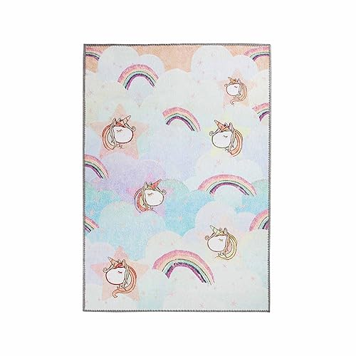 Superior Kids Indoor Area Rug, Unicorn Rainbow Floor Decor for Play Room Accessories, Kids Bedroom, Soft, Colorful Throw, Nursery Decorations, Cute