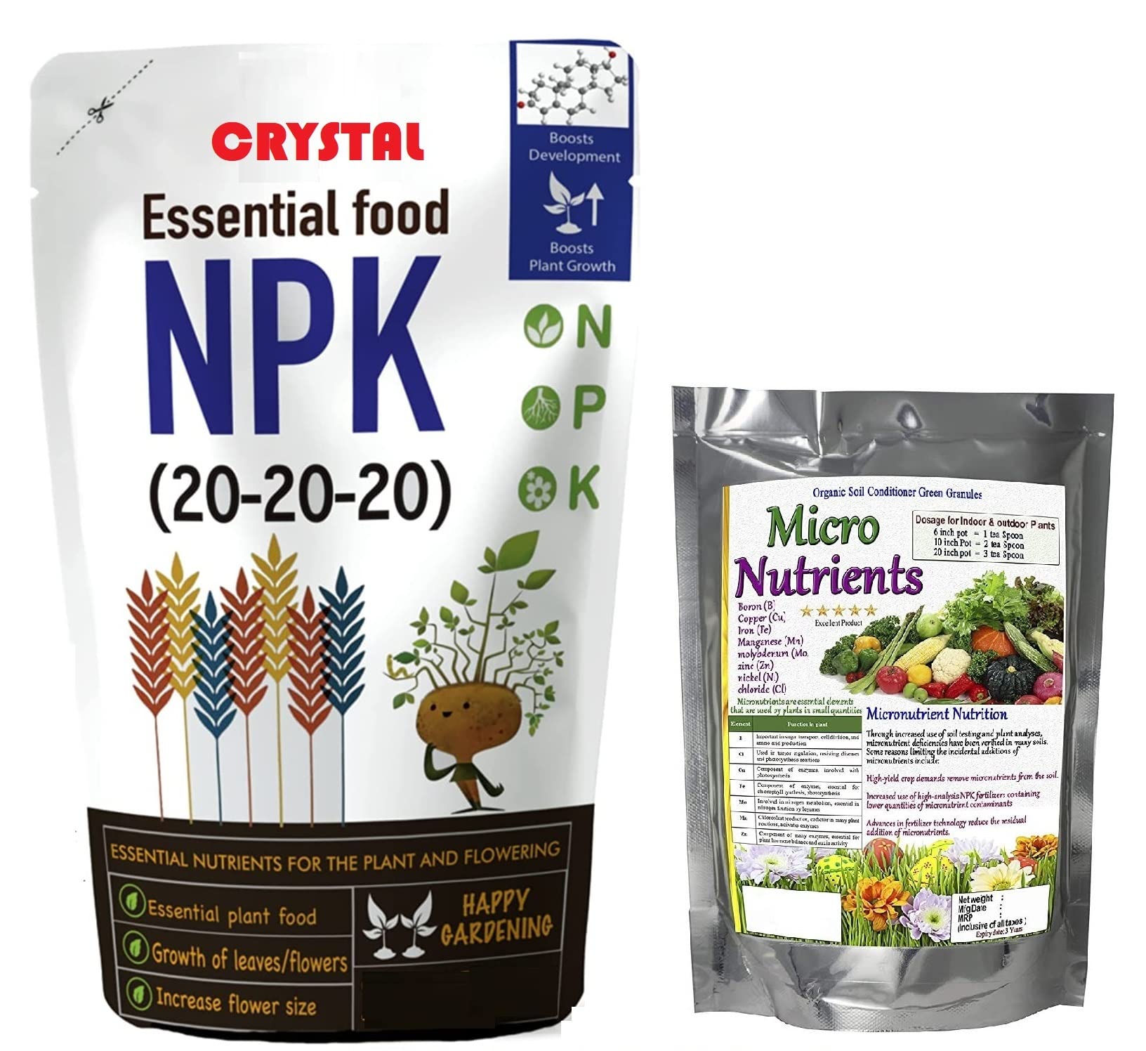 Combo Pack of NPK 20:20:20 Fertilizer for Growth Boost and Flowering & Get Micronutrients Granules (250 GM) Free with Every Pack (0.25 KG) (B0B26R484Y) Amazon Price History, Amazon Price Tracker