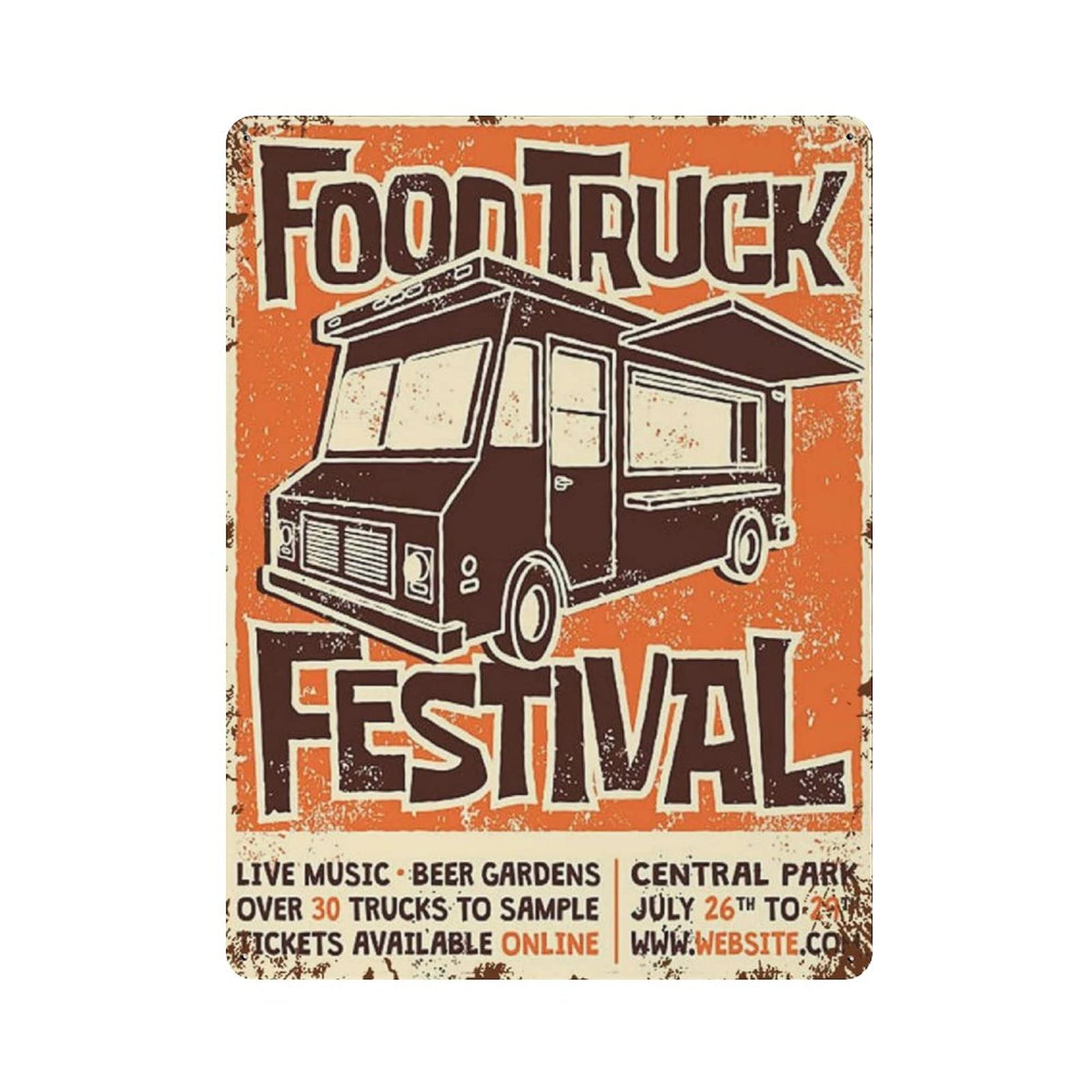 Metal Tin Sign Food Truck Festival Vintage Tin Poster Metal Sign Wall Decoration Country Kitchen Home Garage Decor 16"x12"