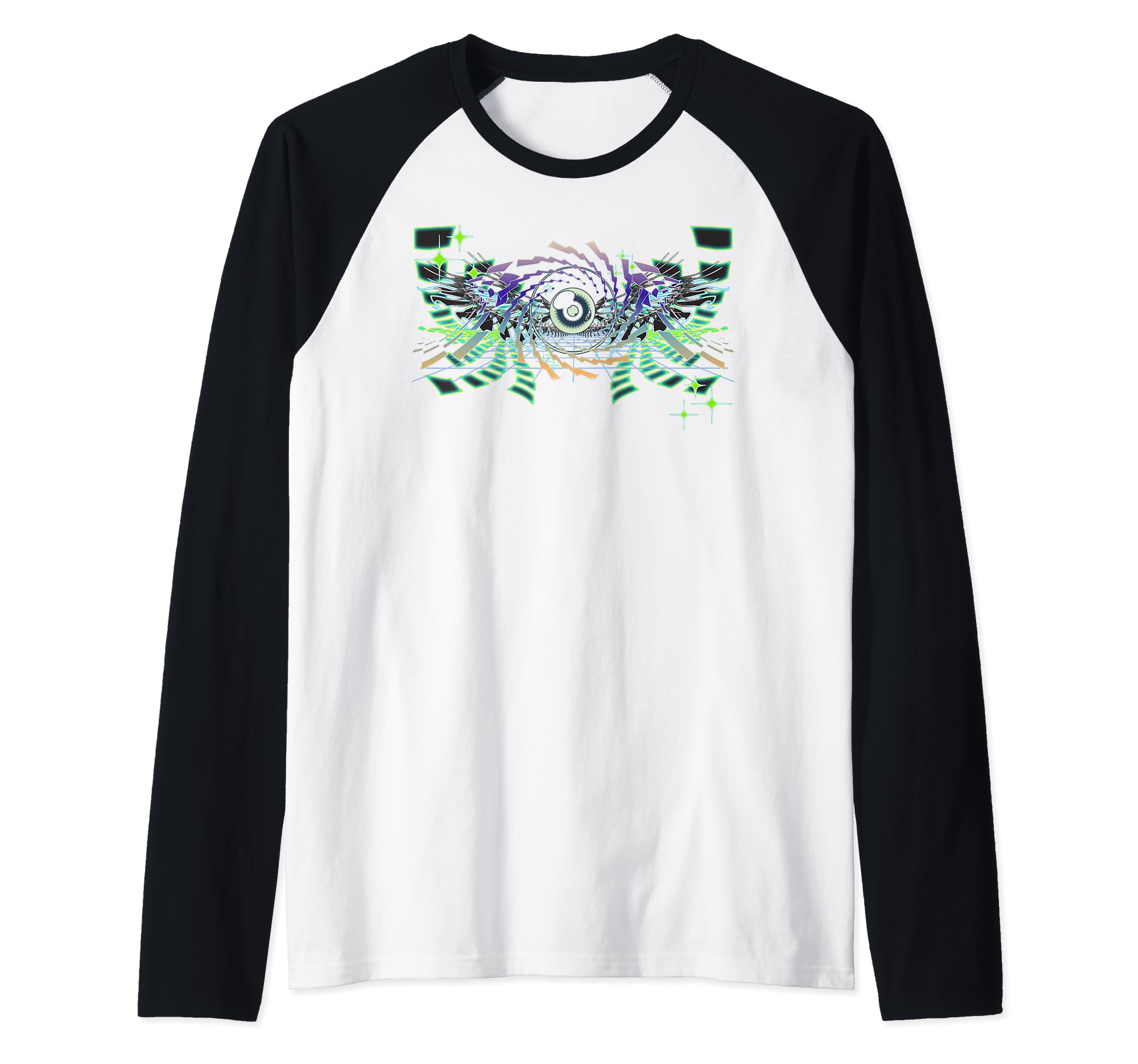 Psychedelic Eye LSD Trippy Fractal Geometry Design Art Raglan Baseball Tee
