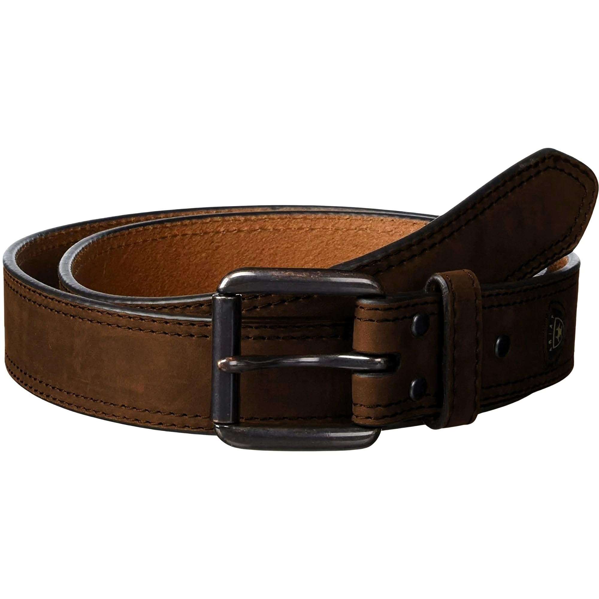 ARIAT Men's Double-Stitched Leather Roller Buckle Western Belt