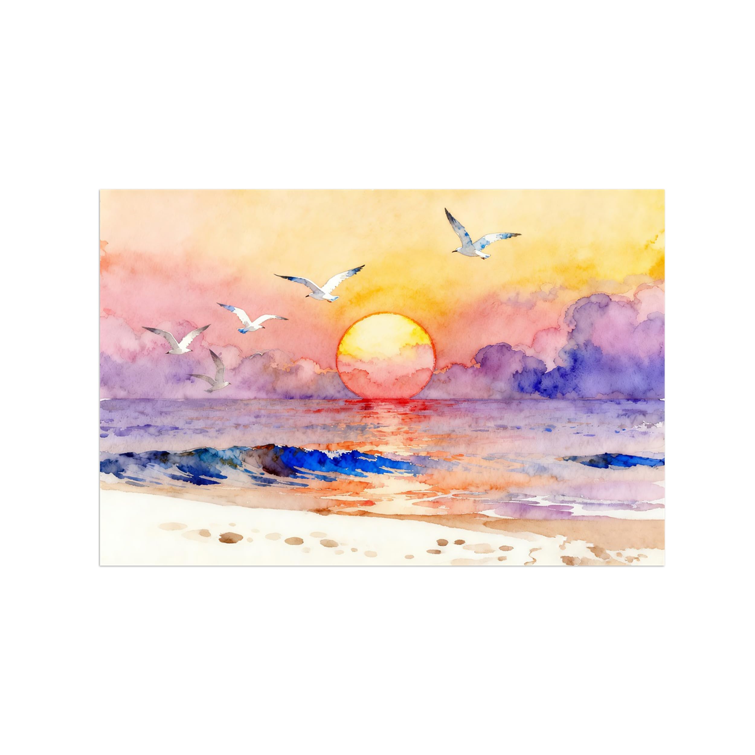 OZPWBVY Beach Sunset Landscape Canvas Wall Art Print Painting 70x105cm Unframed