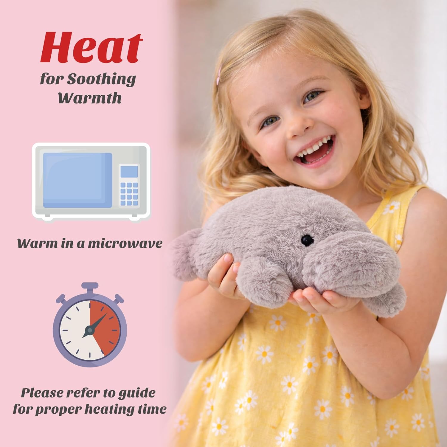 Easfan 12" Microwavable Manatee Plush Toy, Weighted Stuffed Animal with Heating & Cooling Comfort, Lavender Scented for Relaxation Bedtime, Ultra Soft Cute Plushie Gift for Women, Kids & Toddlers