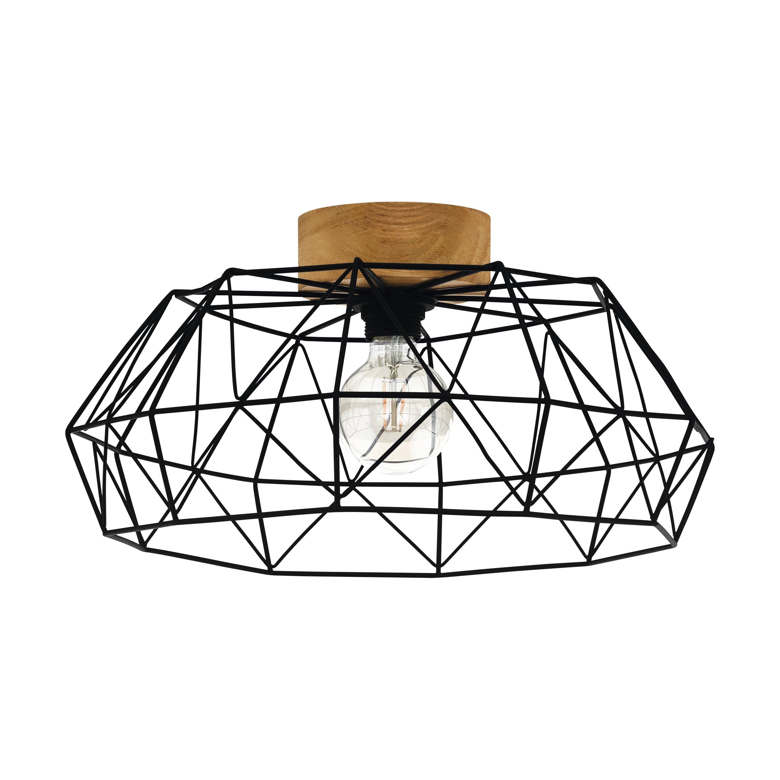 EGLO - Padstow - Ceiling Light - Metal/Wood - Black/Light