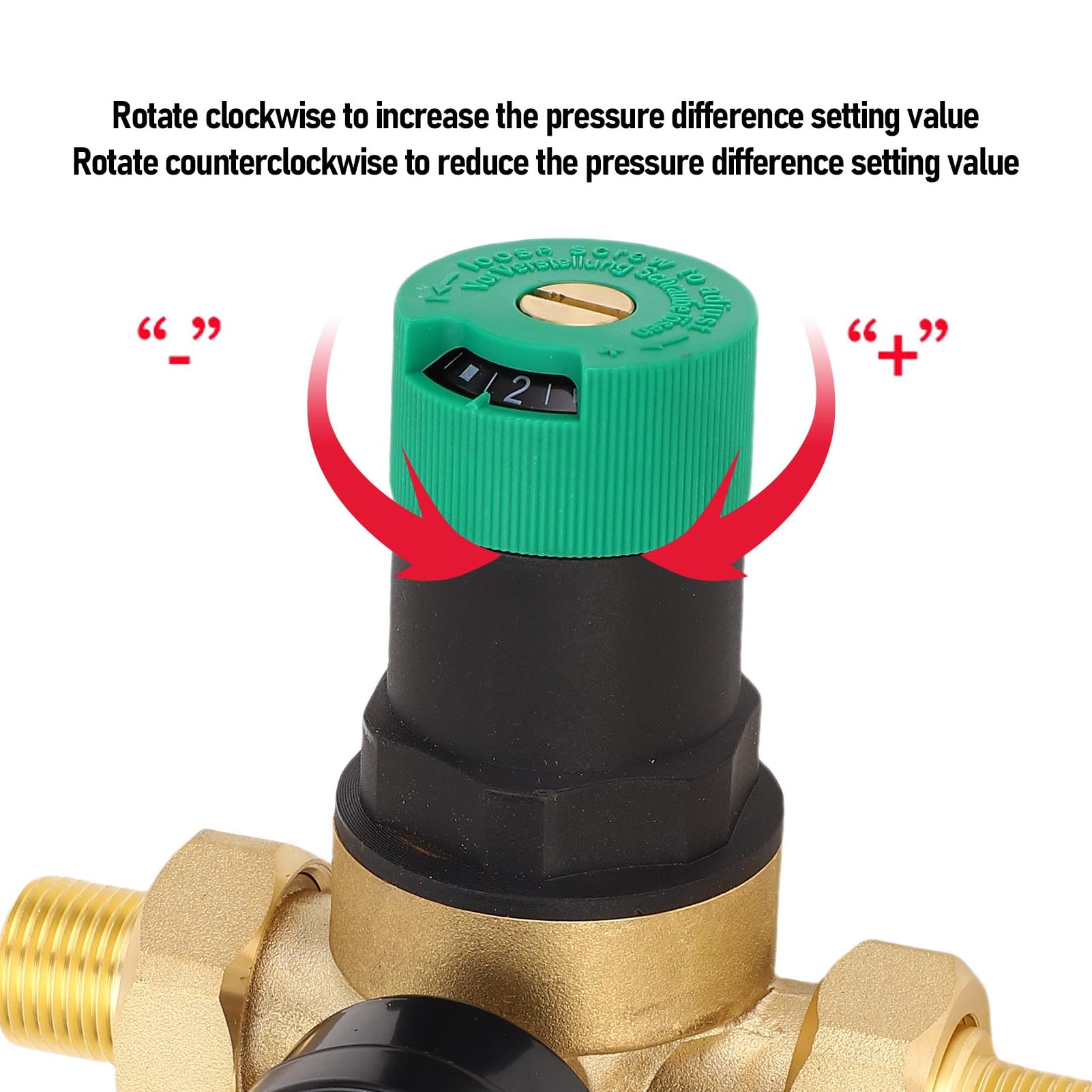 Regulador de Presión de Agua de 0,1~0,5Mpa, Válvula Reguladora de Presión de Agua Ajustable de Latón con Medidor de Filtro de 40 Micras para Hogares Jardines Fábricas RV (3/4 pulgada (DN20))