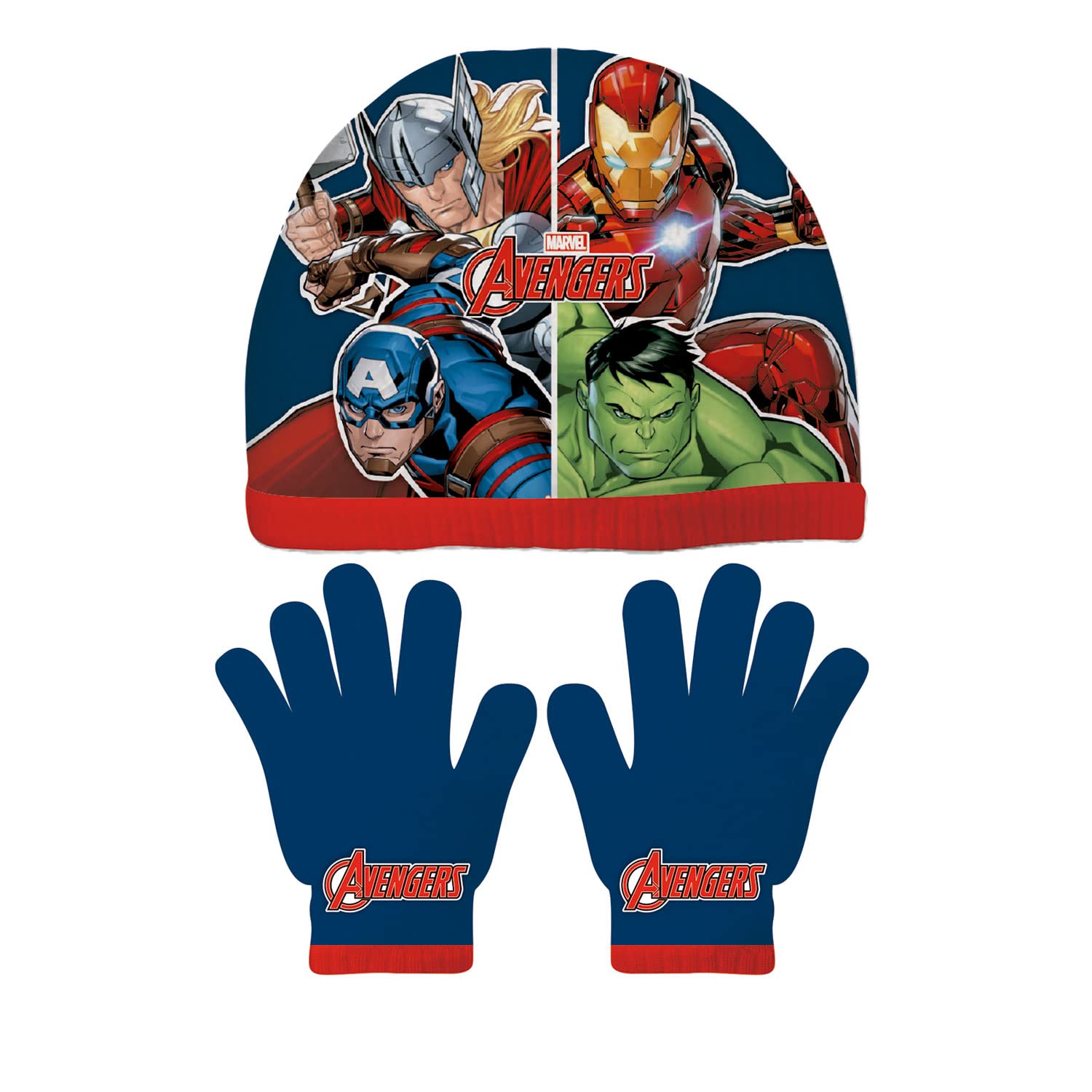 ARDITEX Avengers Gloves and Gorro Set, Cold-Weather Accessory Set, Includes 1 Pair of Gloves, Carrying Bag, Unisex, Ages 4-8