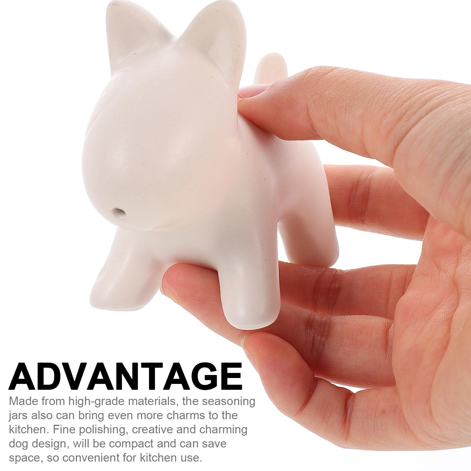 Contenants Épices 2pcs en Céramique Blanche Forme Chien, Style Créatif, Compact, Cuisine et Restaurant, Salières et Poivrières pour Poivre et Sel