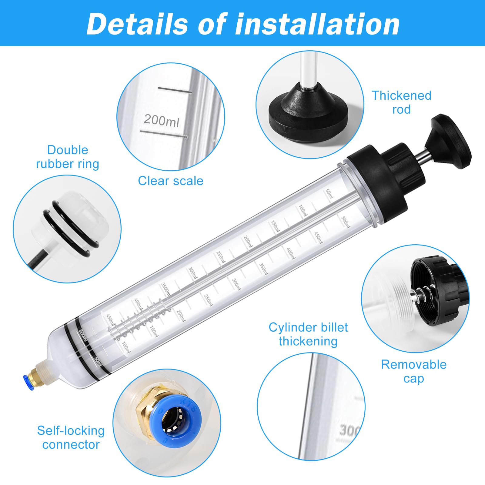 5 X Seringue a Huile 500ml Huile Aspiration Seringue Pompe d'Aspiration et de Remplissage de Fluide Seringue a Huile Pompe Huile Vidange pour Automobile, Extracteur de Liquide Polyvalent