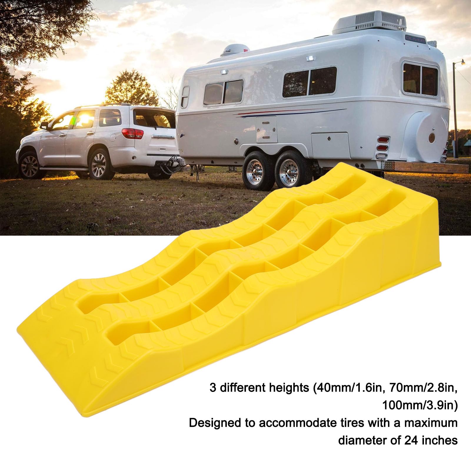 Generic Szok Rowerowy, Poziom Motoryzacyjny -Ramps -Abriebreft HDPE 7716 Funtów Pojemność Przyczep Kempingowych dla Ciężarówek (YELLOW)