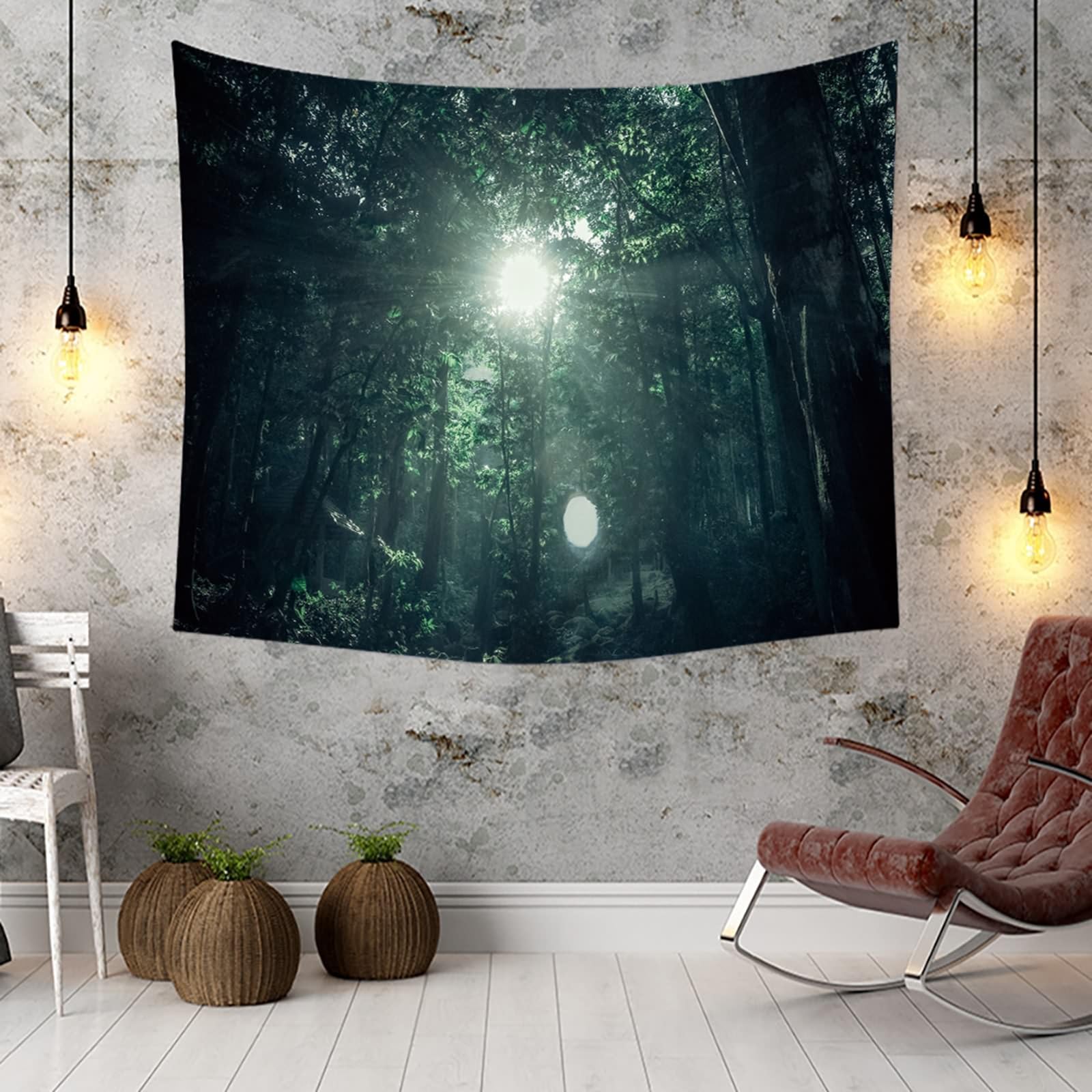 Tappeto Parete Camera da Letto, Albero e Sole Coperta per Camera da Letto Soggiorno Dormitorio Decorazione da Parete, 300x256cm
