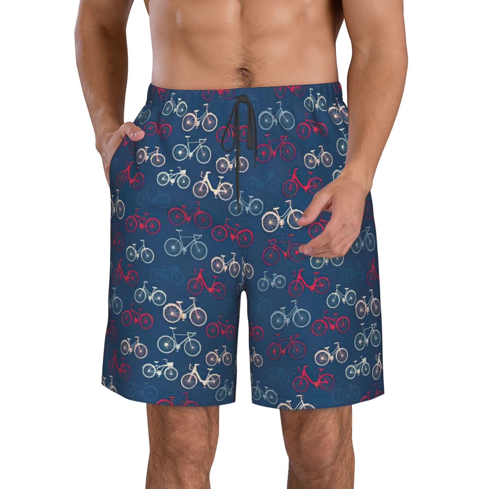 Edwal Unisex Bikes Bicycle Cycling Print Beach Shorts,Menâ€™S Swim Trunks Quick Dry Swim Shorts Board Shorts With Triangle Mesh Lining