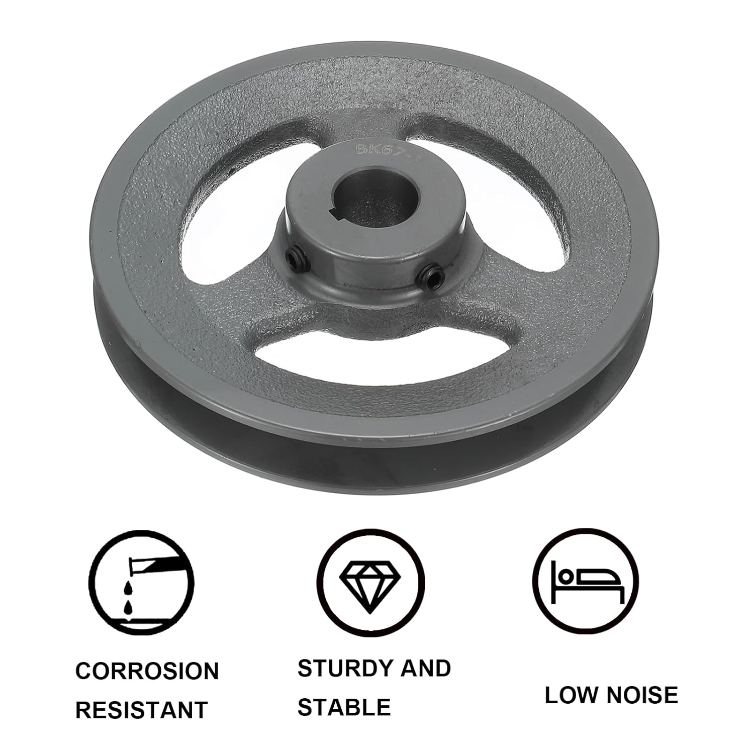 uxcell BK67-1 V-Belt Sheave 1"Bore 6.45"OD Single Groove Web Sheave Bored-to-Size Sheave, Cast Iron, Belt Section for 3L or B Belt