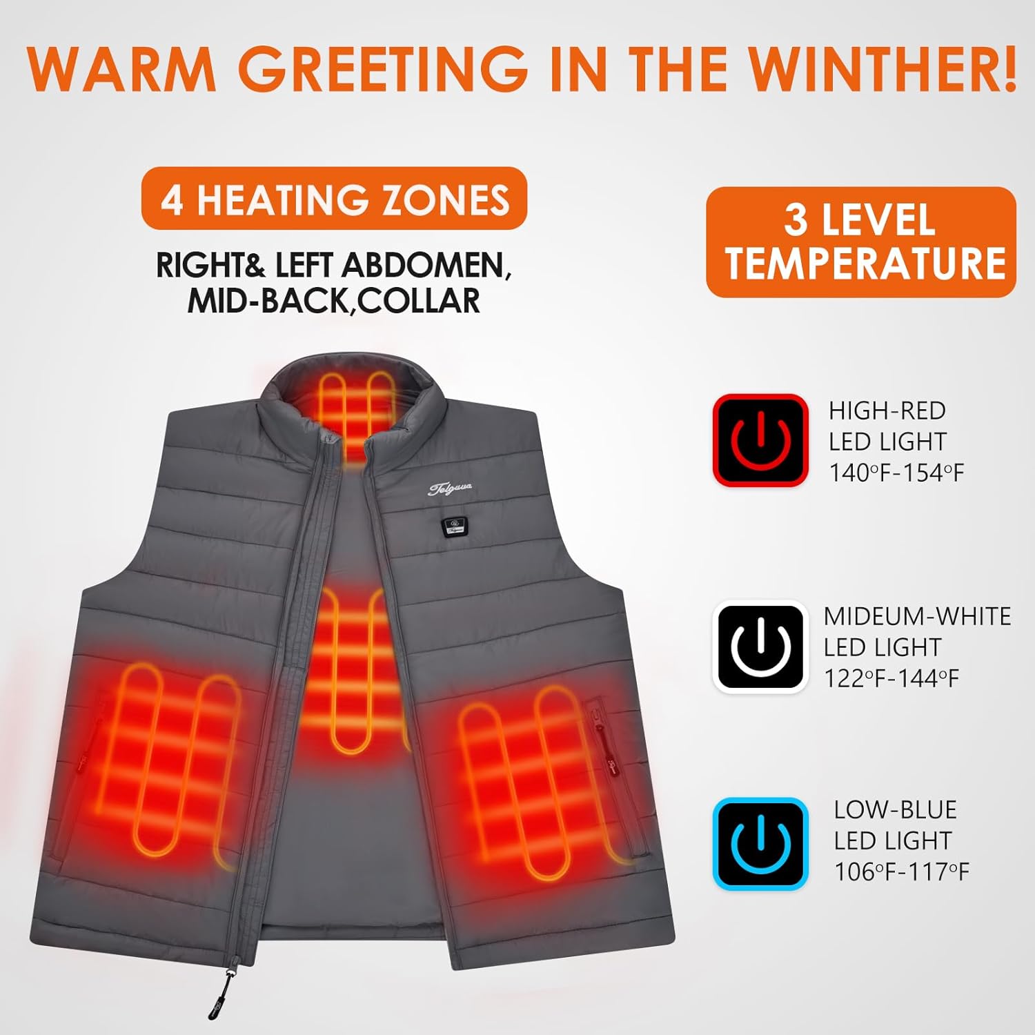 Telguua Heated Vest Women with Battery Pack,Women's Heated Warm Vest Electric Rechargeable Heating Vests - Image 4