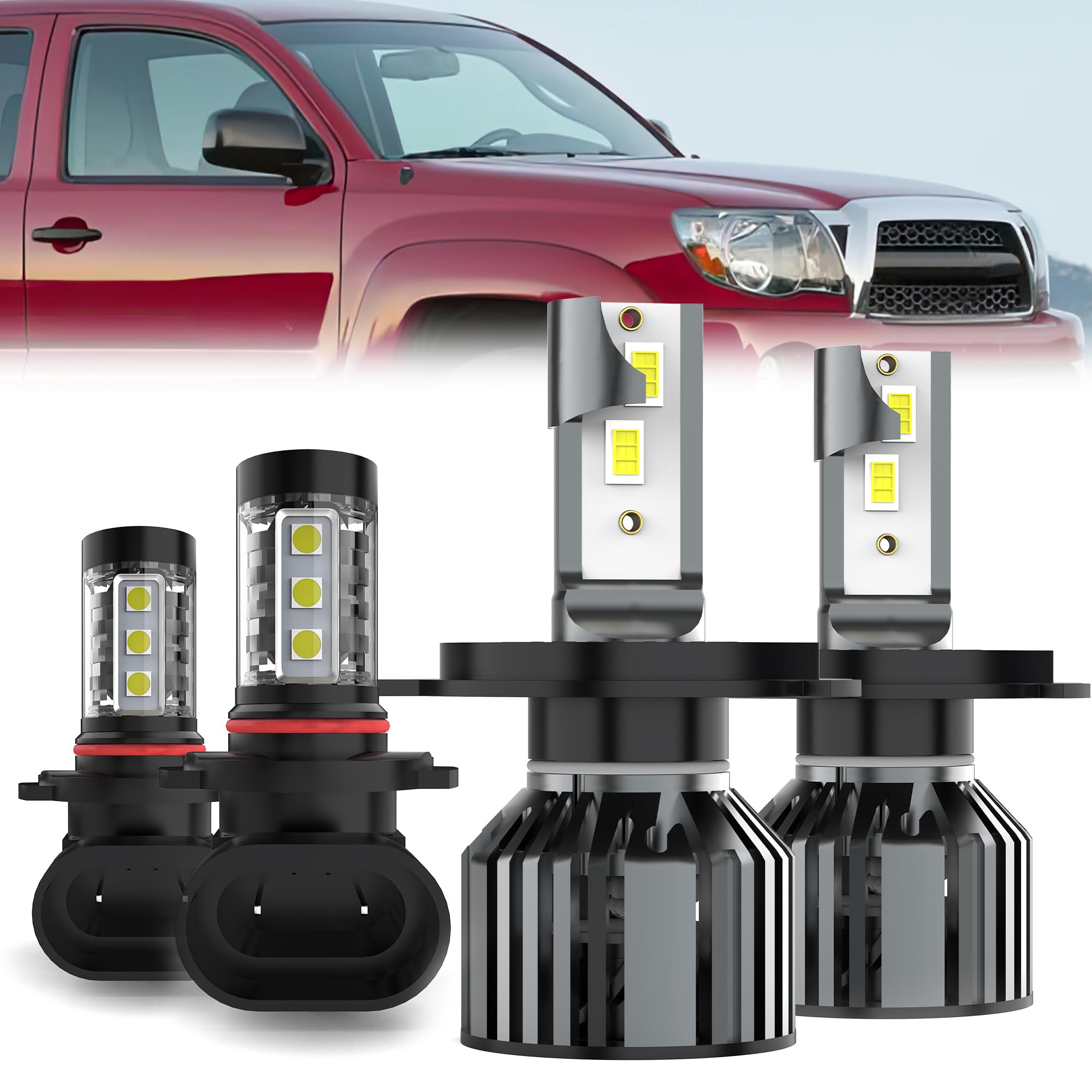 Combo LED Headlight Kit For Toyota Tacoma 2005-2011 – Hi/Low Beam + Fog Lights – 6000K Bright White 6 thumbnail image