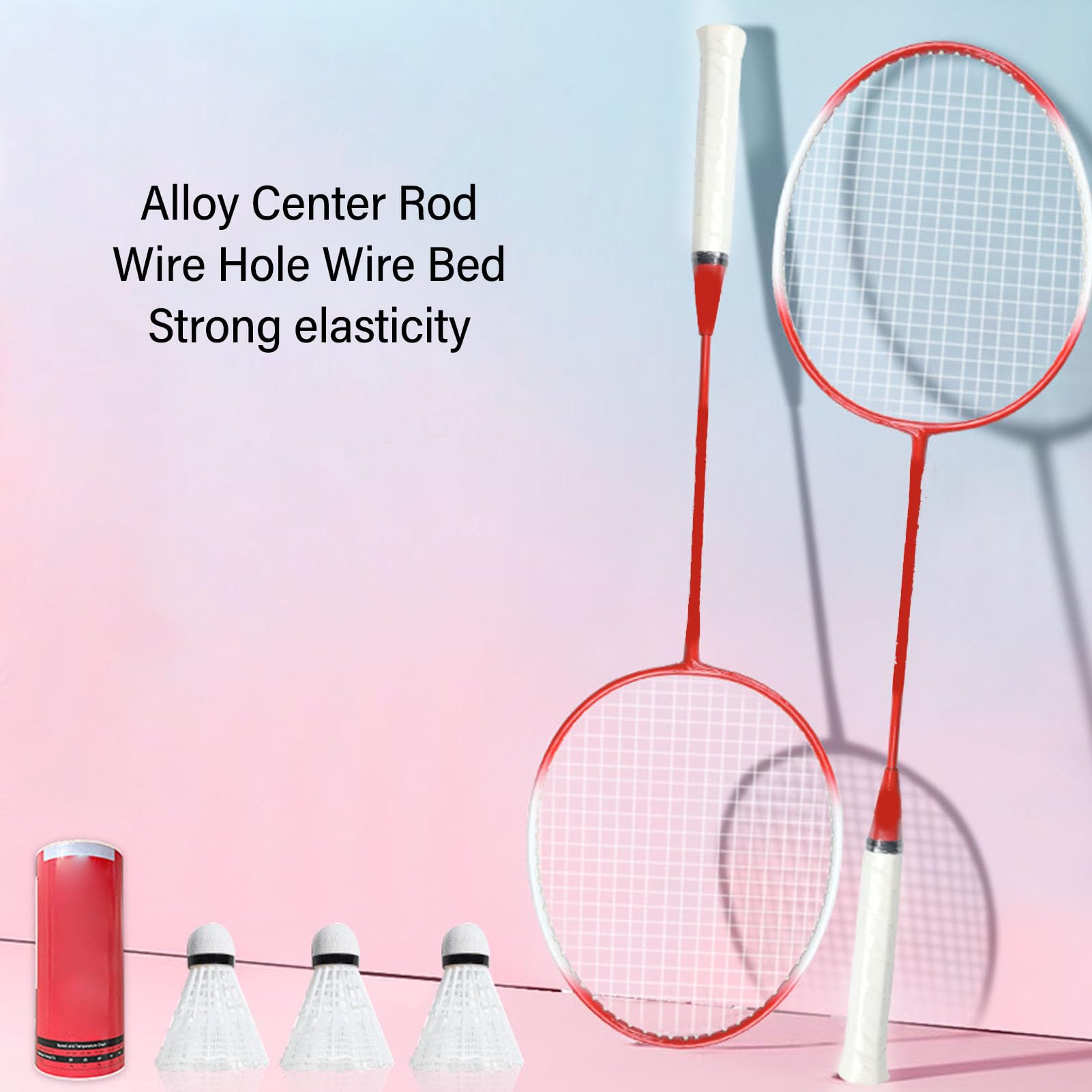 Set di racchette da badminton portatili con design smorzatore di vibrazioni per sport ricreativi e gioco in spiaggia, attacco forte, set da badminton per adulti con