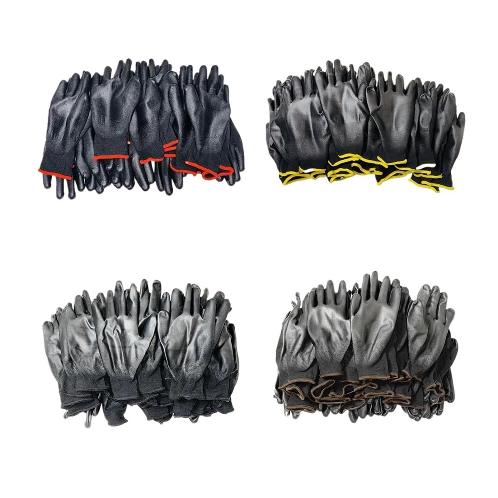 Genérico 12/24/36 pares de guantes trabajo recubiertos PU, jardinería antideslizante transpirable for construcción jardín patio Industrial(Black-36Pairs,XL)