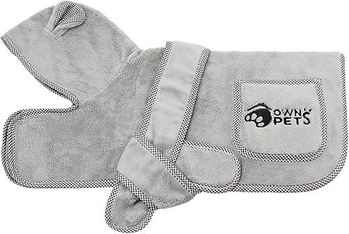 Miniatura 8 de Ownpets Toalla de baño para perro, abrigo de secado suave súper absorbente con tapa y bolsillo para baño y viajes a la playa, secado rápido y