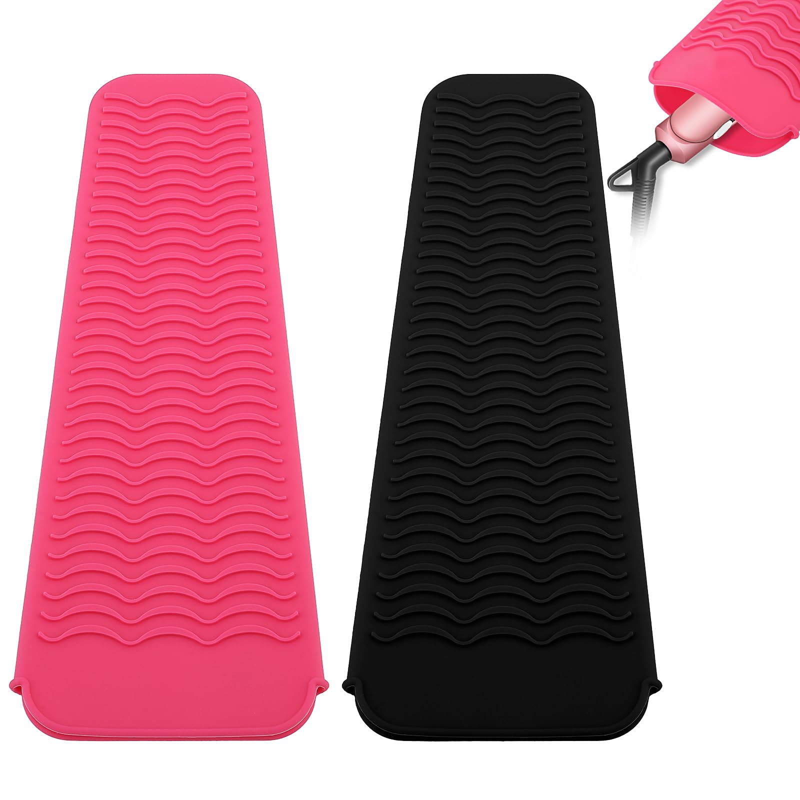 2 Pcs Silicone Heat Resistant Mat Pouch Resistant Styling Station Mat Travel Mat Cover Salon Hot Hair Tools for Hair Straightener, Curling Iron, Flat Iron, Appliances Hair Dryer