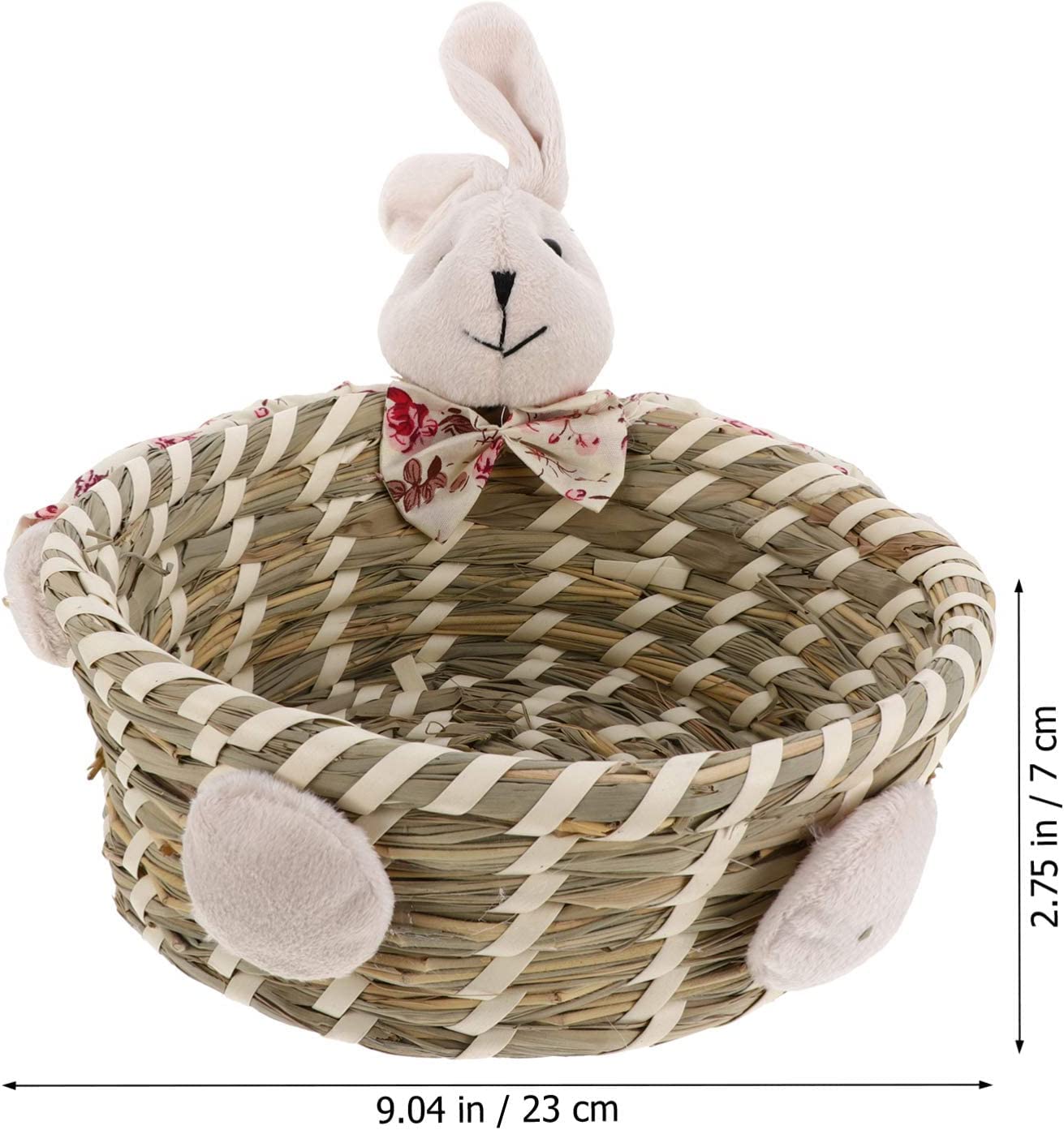 Confezione regalo di caramelle3 pezzi Cestino da picnic in vimini Coniglietto Cesto pasquale Paglia intrecciata Ciotola for caramelle Cesto pasquale intrecciato a mano Uova di Pasqua e cesto di carame