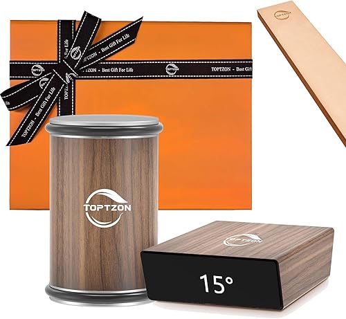 Miniatura 10 de Afilador de cuchillos rodantes  Afilador profesional de cuchillos de diamante con soporte magnético de 15 y 20 grados con correa de cuero  Afilado