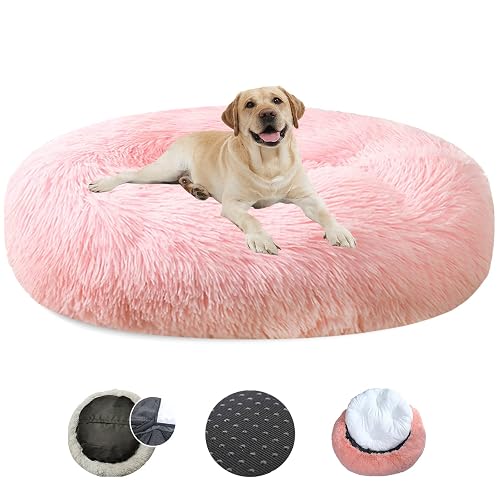 LRHRHR Cama para Perros, Redonda Camas para Mascotas con Parte Inferior Antideslizante