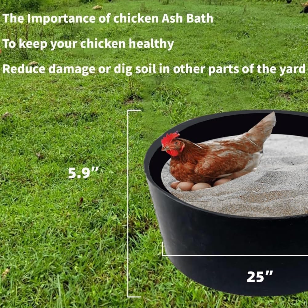 piaskowe kąpiele dla kur, konstrukcja bez dna, środowisko PE, kąpiel piaskowa dla kur, pojemnik do czyszczenia kurnika, pojemnik na wapno do kurnika, Essential Chicken (czarny)